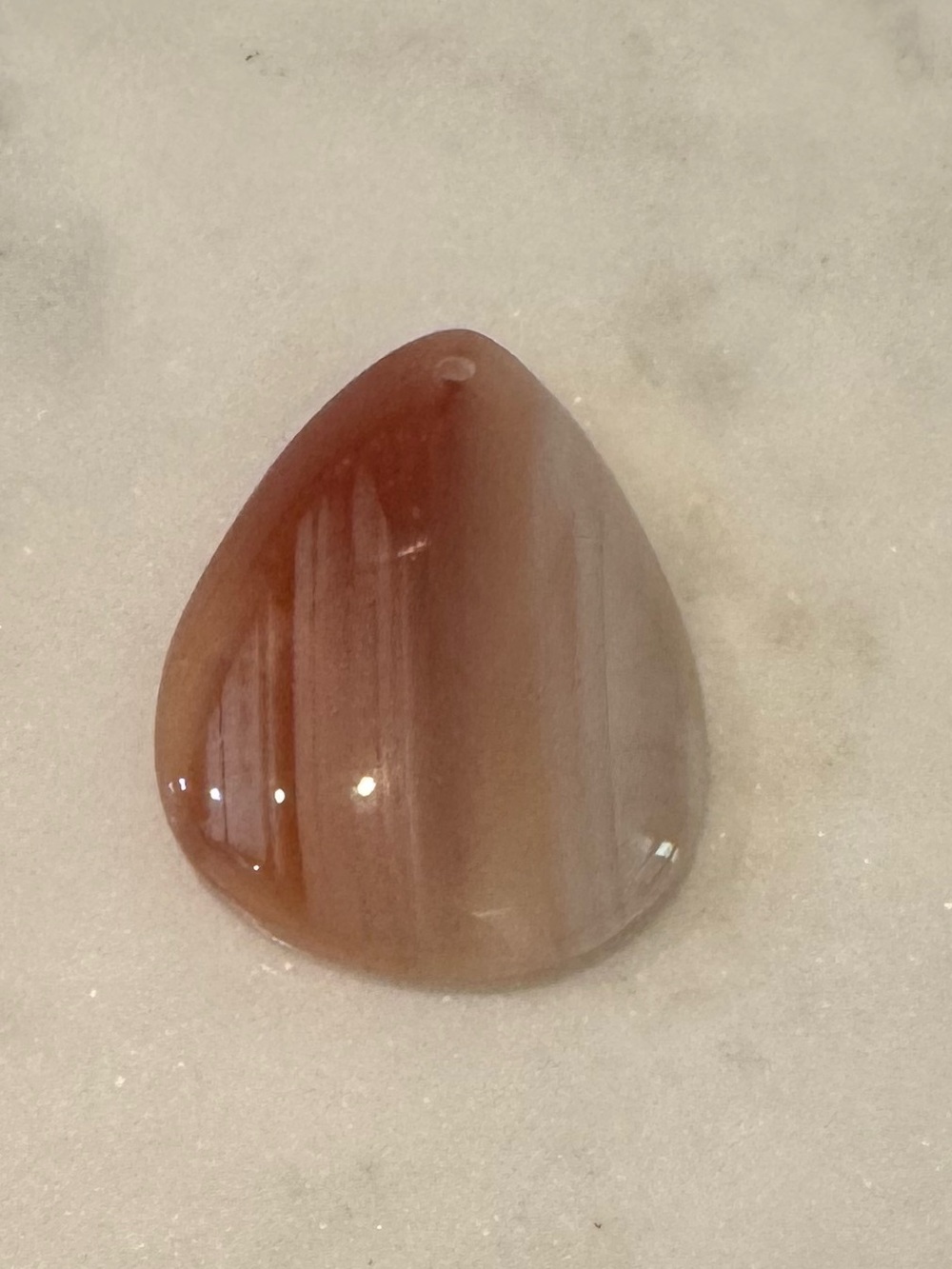 Polished Orange & White Agate Teardrop Pendant